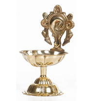 Brass Shanku Chakra Table Diya | 3.15 Inches | Brass Colour | Pack of 1 Pair