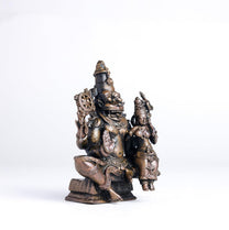 Antique Lakshmi Narashima 250gm | 2.7-Inch Handmade Copper Idol | Patina Antique Finish | Lakshmi Narasimha Murti for Pooja Ghar