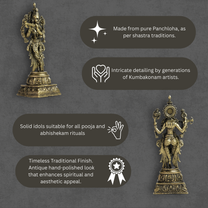 260gm South Krishna Panchloha Idol | Size 9 × 3 × 3 CM | Handcrafted Traditional Divine Statue for Home & Temple Décor