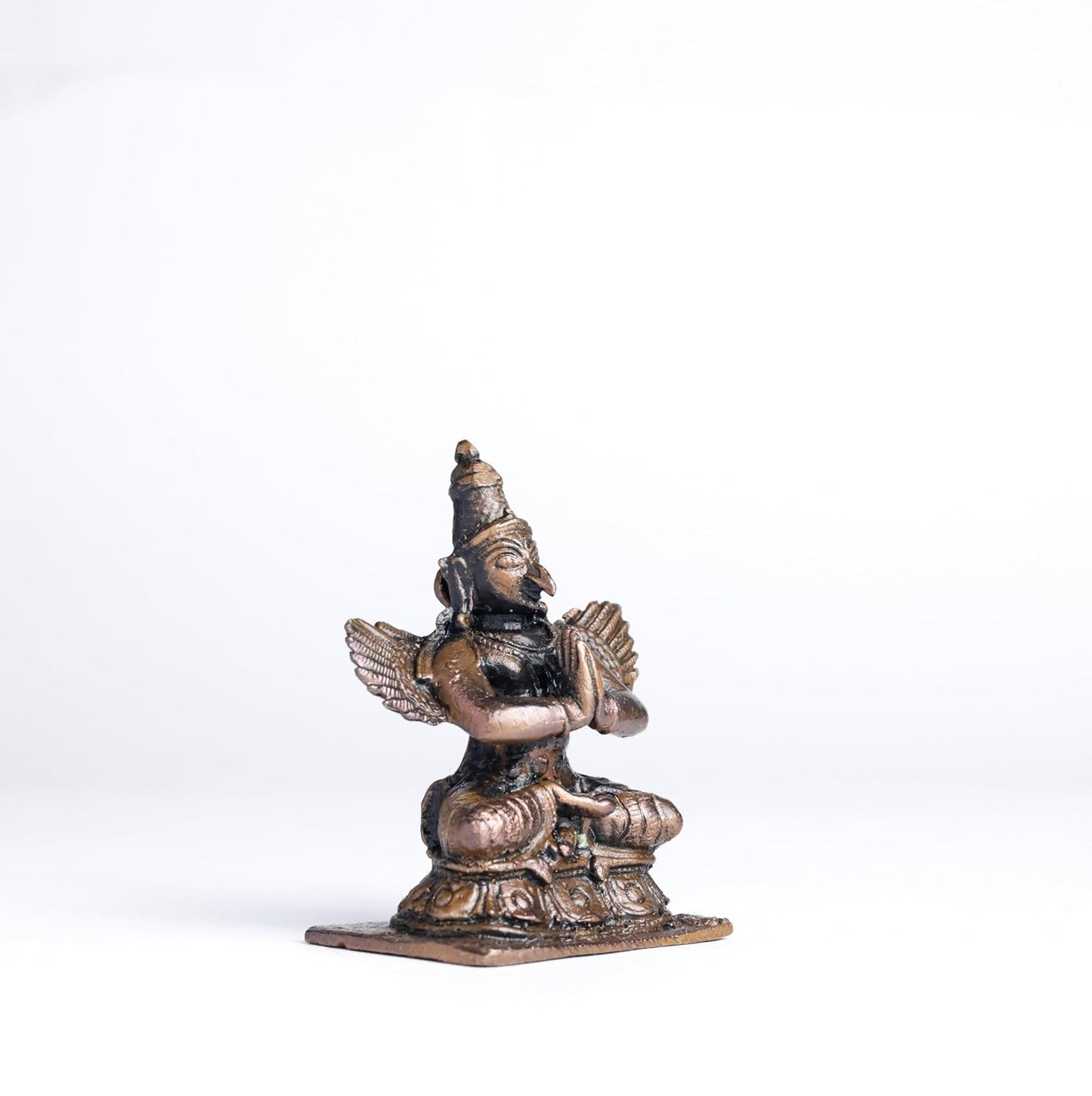 Sitting Garuda 120gm | 2-Inch Handmade Copper Idol | Patina Antique Finish | Garuda Murti for Pooja Ghar