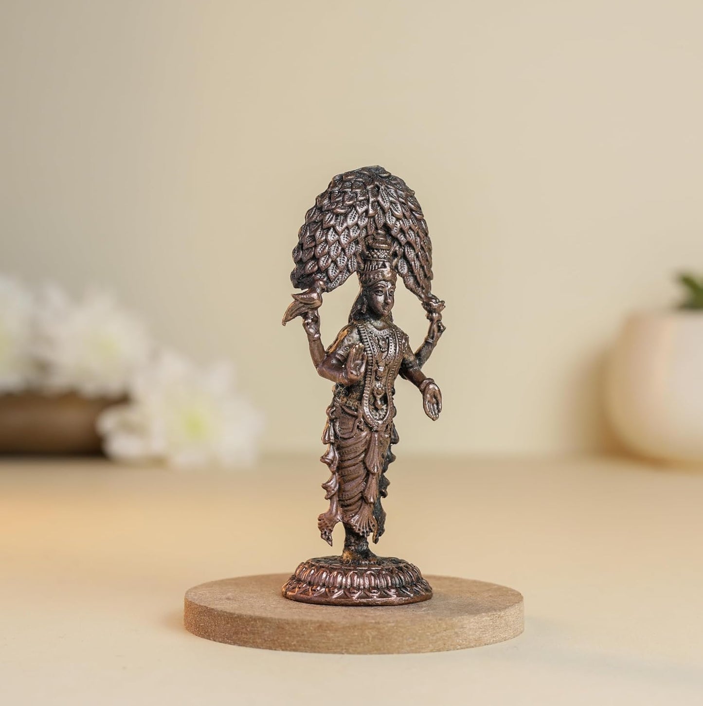 Vasavi 70gm | 3-Inch Handmade Copper Idol | Patina Antique Finish | Vasavi Devi Murti for Pooja Ghar