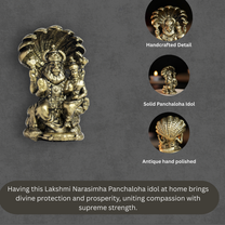 70 gm Lakshmi Narasimha Panchloha Idol | Size 5 × 3 × 3 CM | Handcrafted Divine Form for Home & Temple Décor