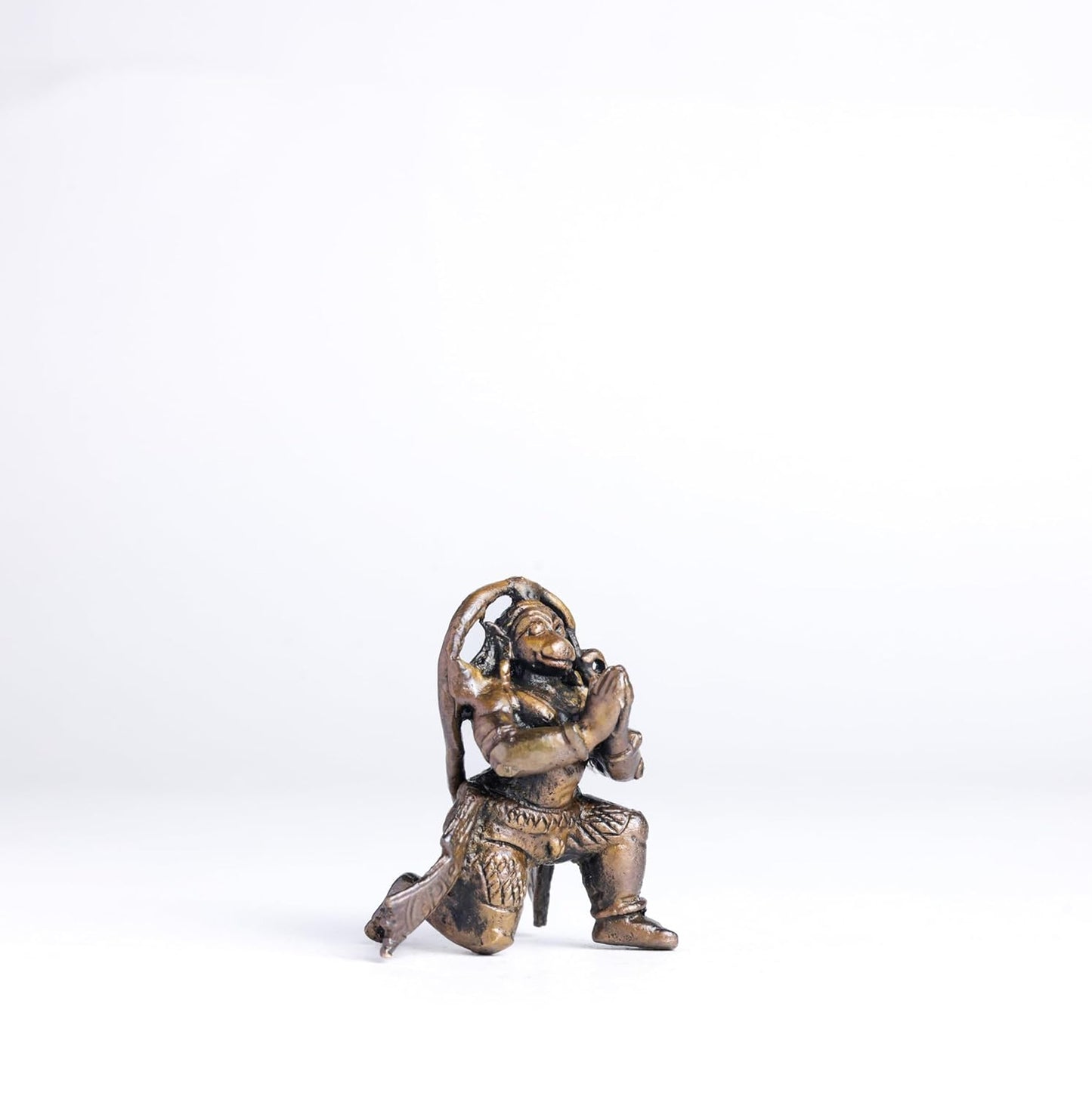 Leg Down Hanuman 50gm | 1.5-Inch Handmade Copper Idol | Patina Antique Finish | Hanuman Murti for Pooja