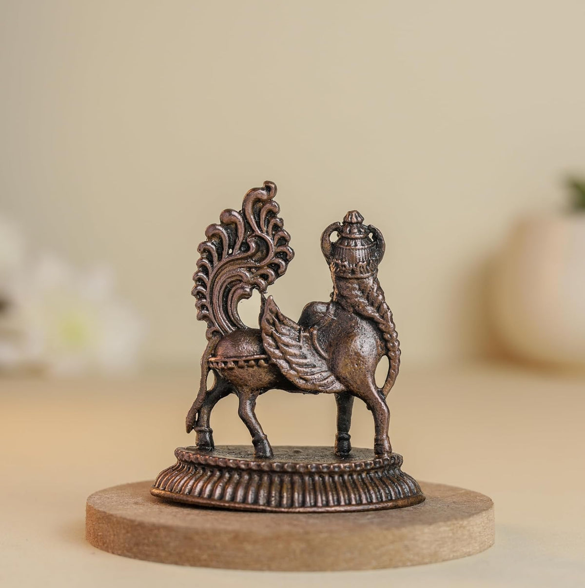 Kamadhenu 70gm | 2-Inch Handmade Copper Idol | Patina Antique Finish | Kamadhenu Cow Murti for Pooja Ghar