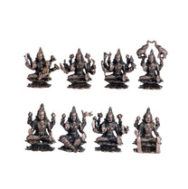 Ashtalakshmi Set 500gm | 2-Inch Handmade Copper Idols Set of 8 | Patina Antique Finish | Lakshmi Devi Murti for Pooja