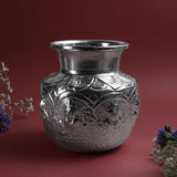Ashtalakshmi Chambu for Pooja & Ritual Use | Silver Finish Embossed Goddess Lakshmi Kalash Water | Silver finish | Size 12.7 cm Height