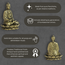 Budda Panchloha Idol 6 cm Height | Solid Panchaloha Meditation Statue for Home Décor, Pooja, Office & Gifting