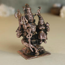 Shiva Parvati Idol | 300 gm ,8 inches Brass Finish Shiv Parivar Murti |  Vastu Decor & Spiritual Gift