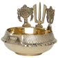 Brass Shanku Chakra Namah Kuber Deep, 4 Inches, 330 gm