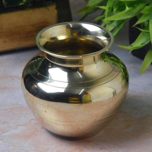 Pure Brass Lota | Chambu Kalash  | 4 Inches, 450 Grams, Pack of 1 Piece