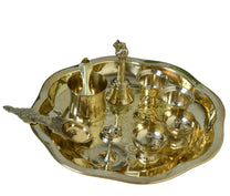 Flower Design Brass Pooja Thali Set, 10 Inches, 670 gm