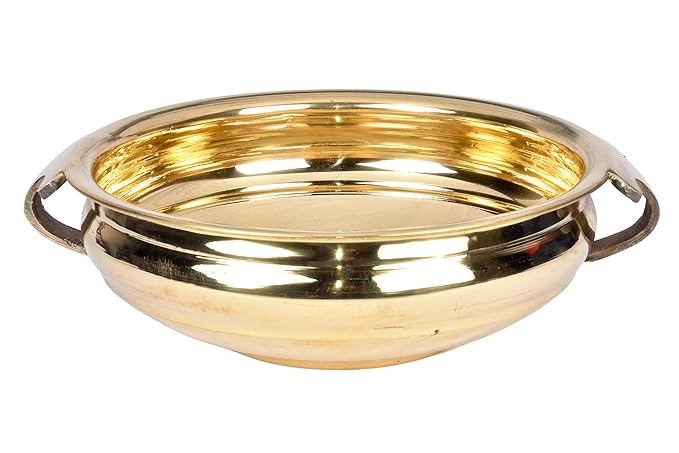 Pure Brass Urli Bowl | Elegant Plain Design | 9.5 inches Decorative Urli for Home & Living Room Décor | Traditional Indian Uruli for Pooja & Festive Decoration