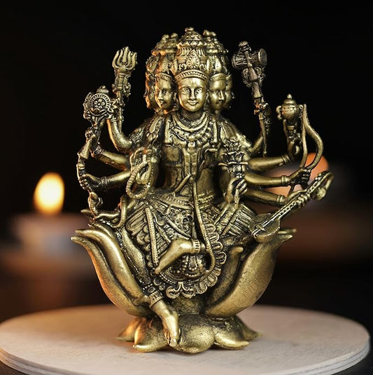 Gayatri Devi Panchloha Idol | 3 Inches Height | 320 Gram Handmade Traditional Hindu Religious Statue