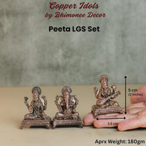 Peeta Lakshmi Ganesha Saraswati Idol Set | 180 gm,5 inches Brass Finish LGS Murti Combo