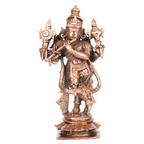 6-Inch Handmade Copper Chaturbhuj Krishna Idol | Patina Antique Finish | 675 gm | 1 Pc