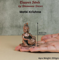 Bal Krishna Idol with Matki | 200 gm ,6.5 inches Krishna Murti | Antique Finish Metal God Statue for Home Temple