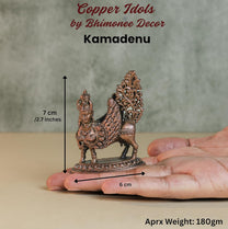 Kamadhenu Idol | 180 gm ,7 inches  Kamadhenu Murti | Antique Finish Metal Cow Statue for Home Temple |