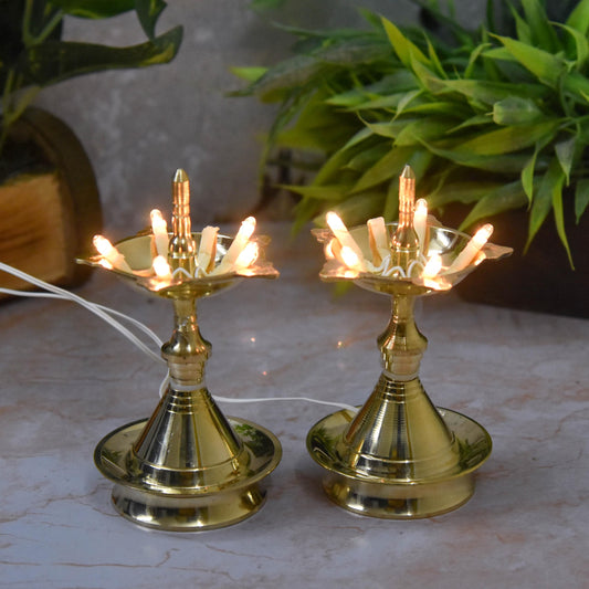 Brass LED Bulb Light Electric Udupi Diya (5 inches, 260 gm)