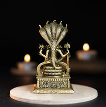 210 gm Sitting Vishnu Panchloha Idol | 8 CM Height | Handmade Traditional Lord Vishnu Religious Statue