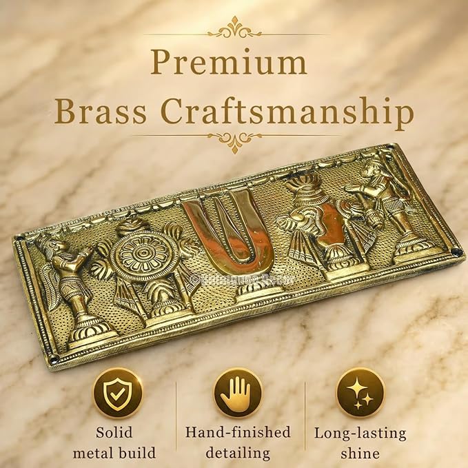 Pure Brass shanku Chakra Hanging Wallplate 10 X 4 inches, 1.10 kg Weight