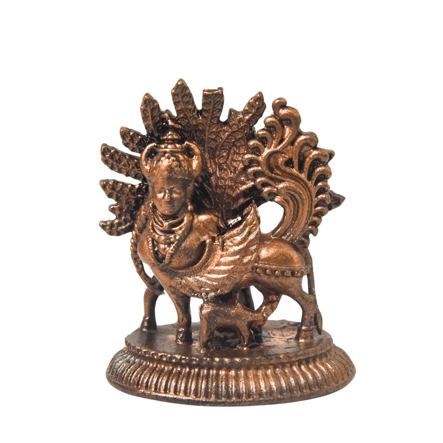 Copper Kamadhenu Idol, 1.8 Inches, 50g, Patina Antique Finish