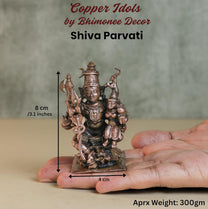 Shiva Parvati Idol | 300 gm ,8 inches Brass Finish Shiv Parivar Murti |  Vastu Decor & Spiritual Gift