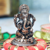 Copper Ganesha Idol, 1.6 Inch, 50g, Patina Antique Finish, 1 Pc