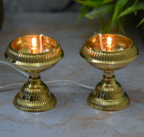 Pure Brass LED Bulb Light Electric Kuber Nanda Diya | 2.5 Inches, 200gm