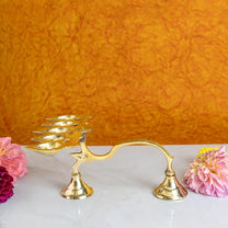 Big 5 Wicks JJ Aarthi Brass Oil Lamp | 18x10 cm, 330 gm Traditional Handcrafted Pooja Deepam for Mandir & Festivals | Decorative Spiritual Home & Temple Accessor