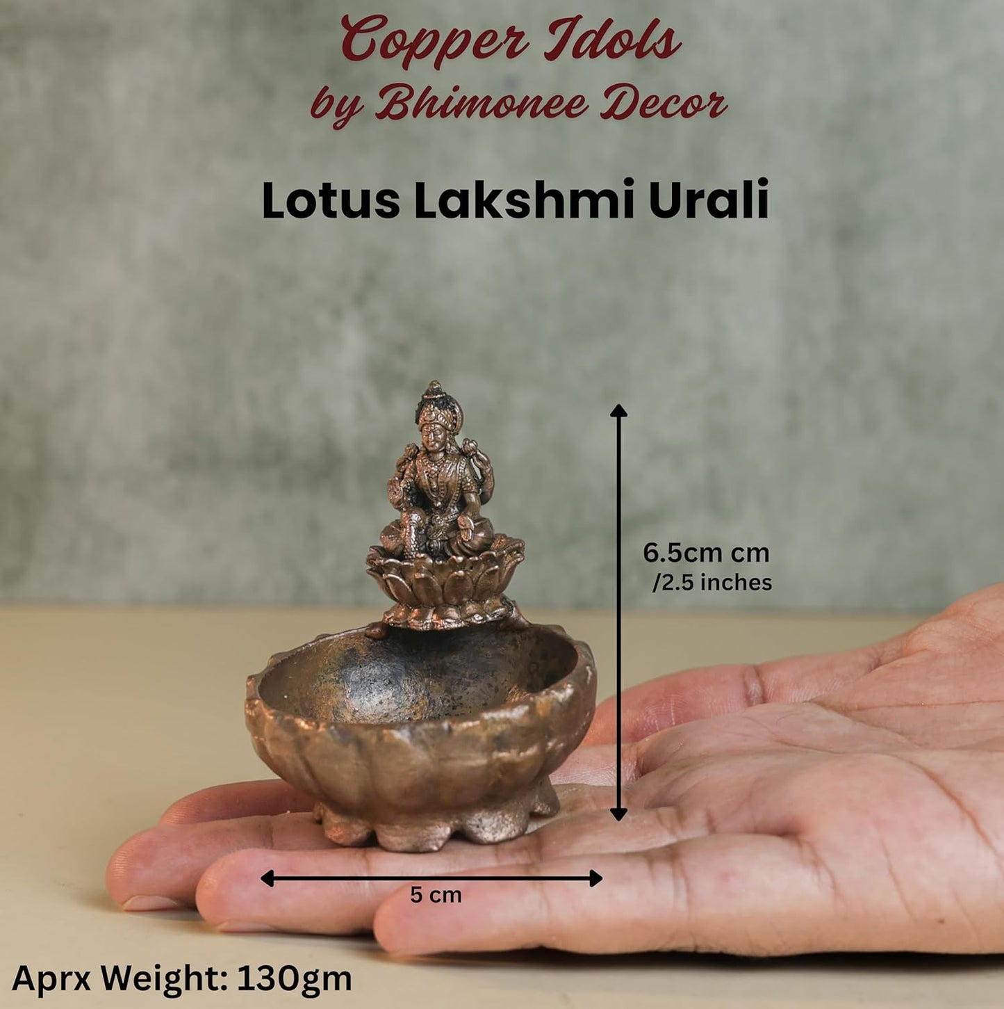 Lotus Lakshmi Urli | 130 gm,6.5 inches  Metal Decorative Bowl with Antique Finish for Home Temple