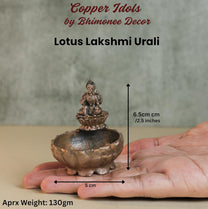 Lotus Lakshmi Urli | 130 gm,6.5 inches  Metal Decorative Bowl with Antique Finish for Home Temple