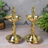 Pure Brass Udupi Kerala Fancy Diya | 10.25 Inches, Pack of 1 Pair