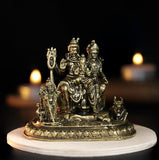 Oval Shiv Family Panchloha Idol | 2.6 Inches Height | 330 Gram Handmade Traditional Hindu Religious Statue