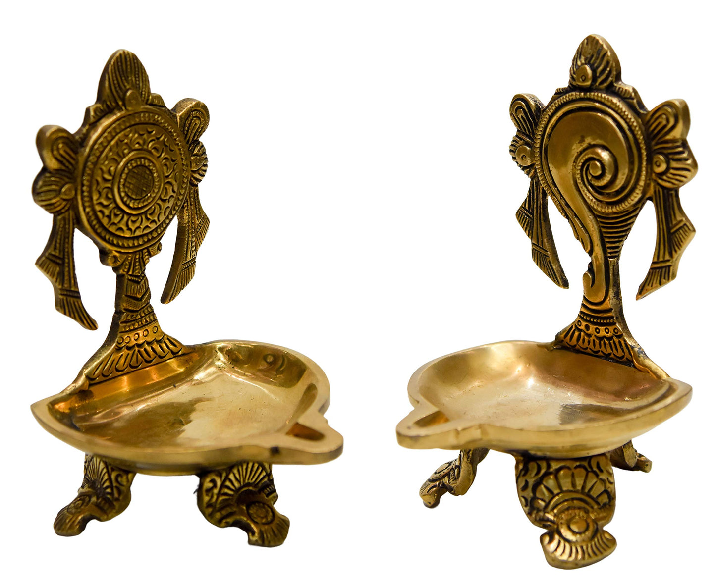 Pure Brass shanku Chakra Table Diya