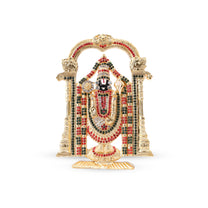 Tirupati Balaji Stone Idol | 4 Inches, Gold (Red Sequins)