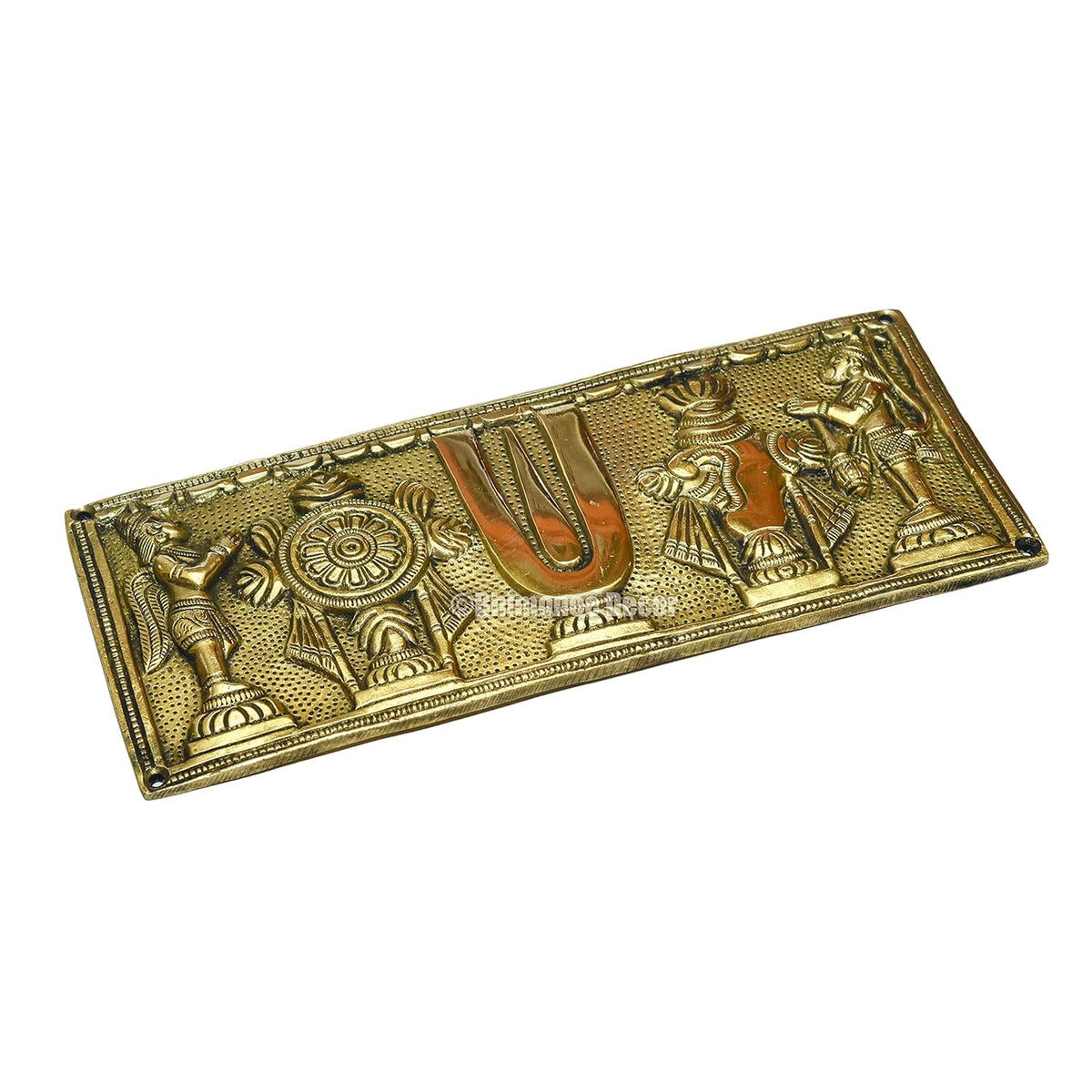Pure Brass shanku Chakra Hanging Wallplate 10 X 4 inches, 1.10 kg Weight