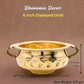 Diamond Carving Urali Thali 6" | 320 gm Decorative Brass Bowl & Platter | Home Decor, Pooja & Gifting | Brass | Gold