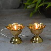 Pure Brass LED Lotus Diya | 1.75 Inches, 100gm