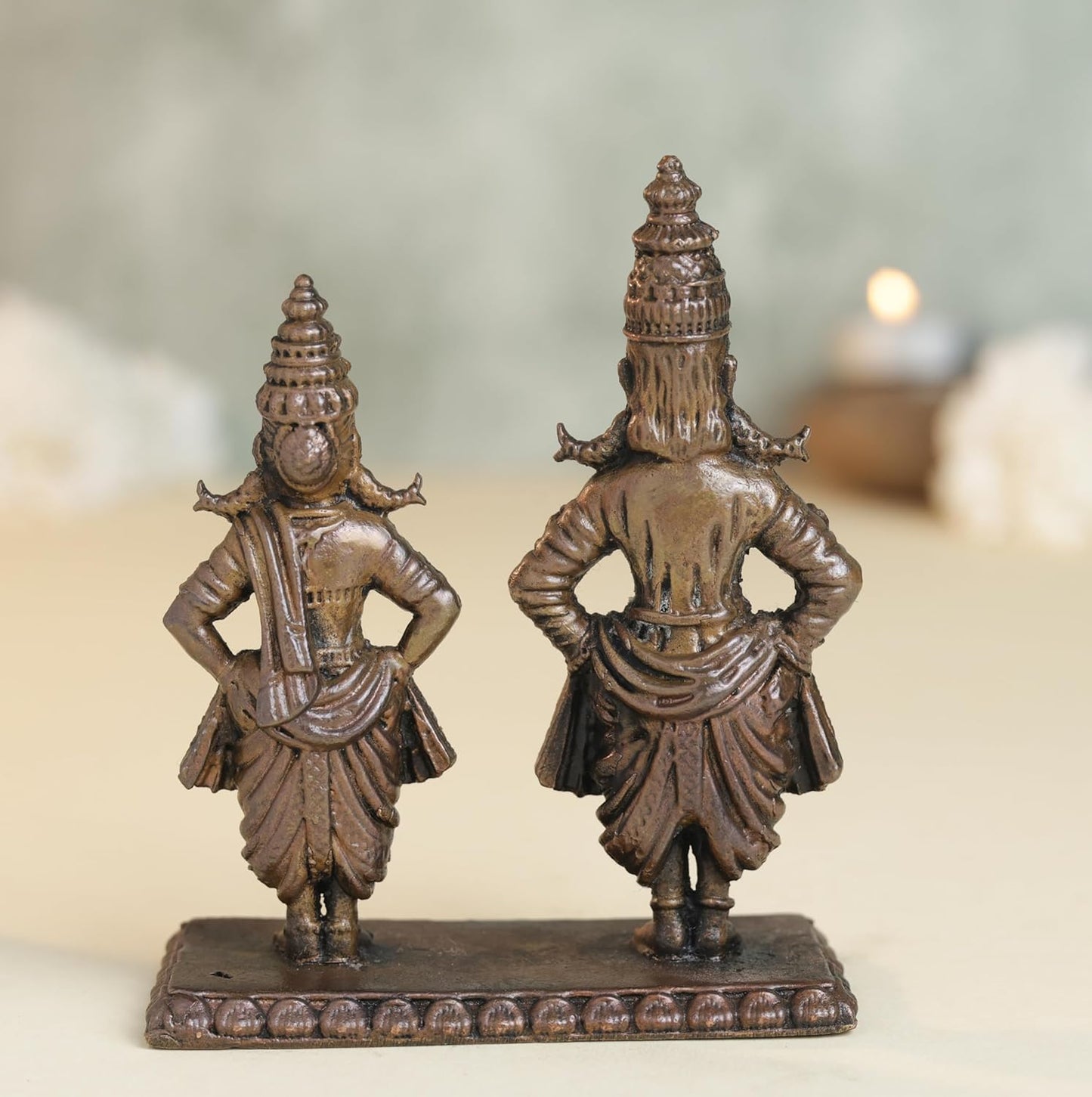 Panduranga Vittala Idol | 200 gm Brass ,8 inches Finish God Statue | Vitthal Rukmini Murti for Home Temple.