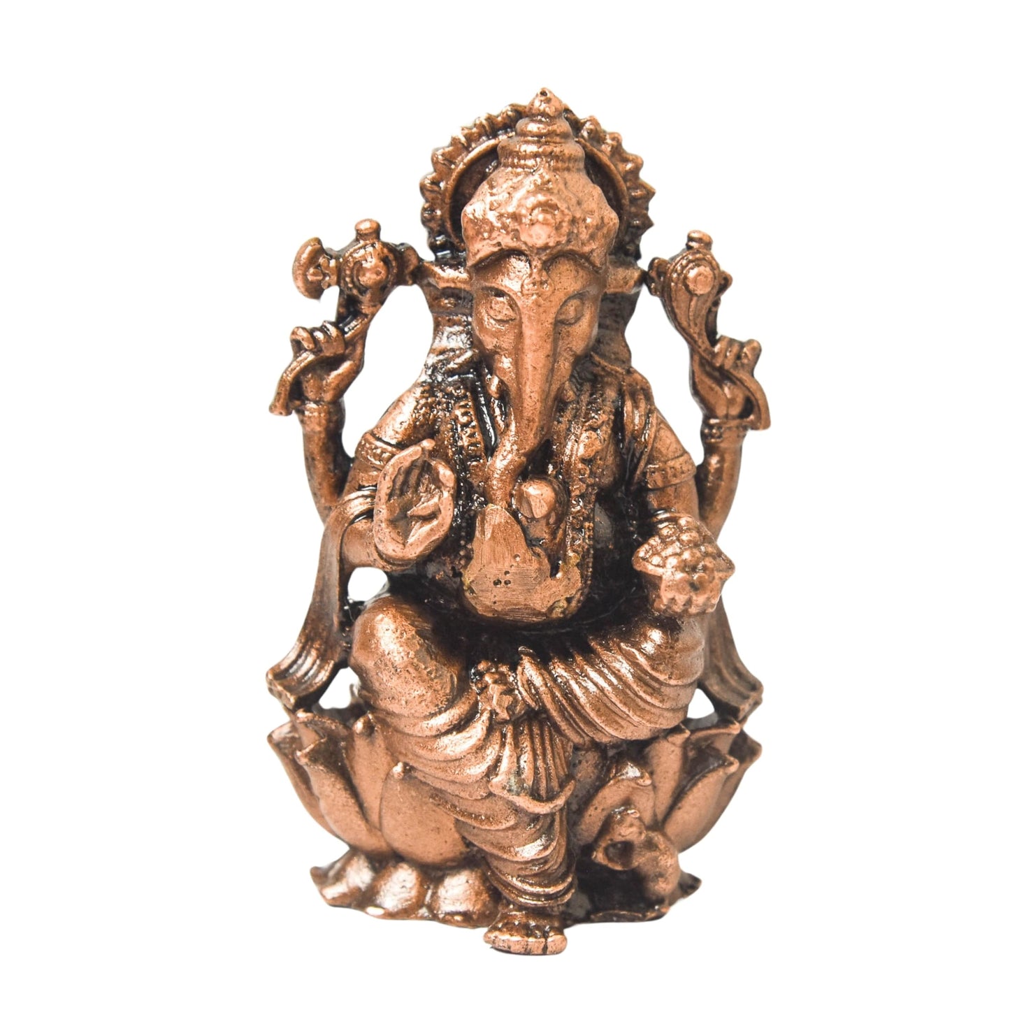 Copper Lotus Darbar Ganesha Idol, 115g, 2.2-Inch, Pack of 1