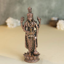 260 gm ,12 inches Kamal Standing Vishnu Idol | Antique Finish Metal God Statue for Home Temple