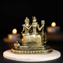 Oval Shiv Family Panchloha Idol | 2.6 Inches Height | 330 Gram Handmade Traditional Hindu Religious Statue