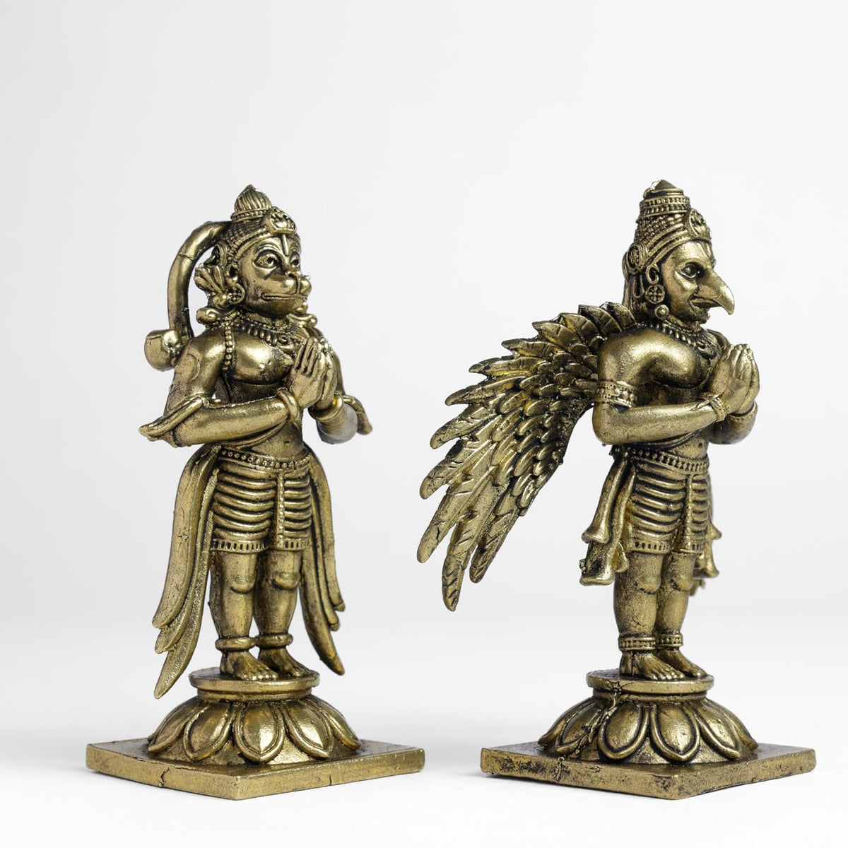 Garuda Hanuman Set Panchloha Idol | 3 inches Height | 320 Gram Handmade Traditional Hindu Religious Statue