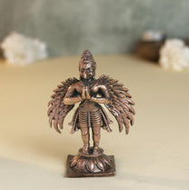Garuda Idol | 150 gm, 8 inches  New Model | Antique Finish Metal God Statue for Home Temple | Standing Garuda Murti for Pooja Room, Vastu Decor & Spiritual Gift