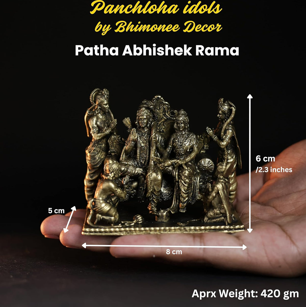 Patha Abhishek Rama Panchloha Idol | 2.6 Inches Height | 420 Gram Handmade Traditional Hindu Religious Statue