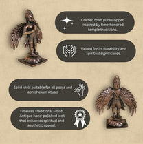 Garuda Idol | 150 gm, 8 inches  New Model | Antique Finish Metal God Statue for Home Temple | Standing Garuda Murti for Pooja Room, Vastu Decor & Spiritual Gift