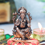 Copper Lotus Darbar Ganesha Idol, 115g, 2.2-Inch, Pack of 1