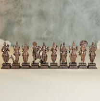 Dashavatar Idol Set | 800 gm ,8 inches Brass Finish Vishnu 10 Avatars Murti Set | , Spiritual Decor & Gifting