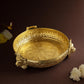 Brass Urli Bowl with Lion Design, 10 inches 750 grams   | Decorative Floating Flower Bowl for Home Decor | Handcrafted Metal Urli