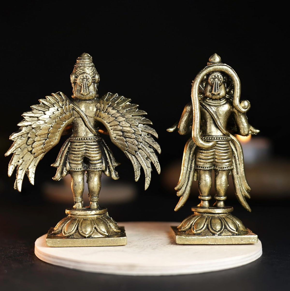 Garuda Hanuman Set Panchloha Idol | 3 inches Height | 320 Gram Handmade Traditional Hindu Religious Statue